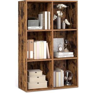 VASAGLE Custos Collection - Bookshelf, Bookcase, Cube Shelf with 6 Compartments, 9.4 x 25.8 x 38.6 Inches, Storage Shelf, for Living Room, Home Office, Dining Room, Rustic Brown ULBC423K01