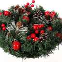 Wreath 30 cm red Berries and Pine Cones with Snow