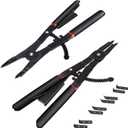 Heavy Duty Snap Ring Pliers, 16" Large Snap Ring Pliers Heavy Duty, 2 Piece Snap Ring Plier Set External and Internal Pliers With 12 Tips, 0 15 45 90 Tips