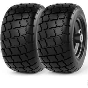 RONPOW 11x6.00-5 Flat Free Lawn Mower Tire and Wheel, Solid Front Tires for Zero Turn Mower, 400 Lbs Load, Universal 3/4", 5/8" 1/2" Bearings, 5.31"-7.71" Hub for Residential Commercial, 2 Pack Black