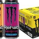 Monster Energy Rehab LPWBT, Variety Pack, Energy Iced Tea, 15.5 Ounce | Pack of 15 (EXP 12/12/27)