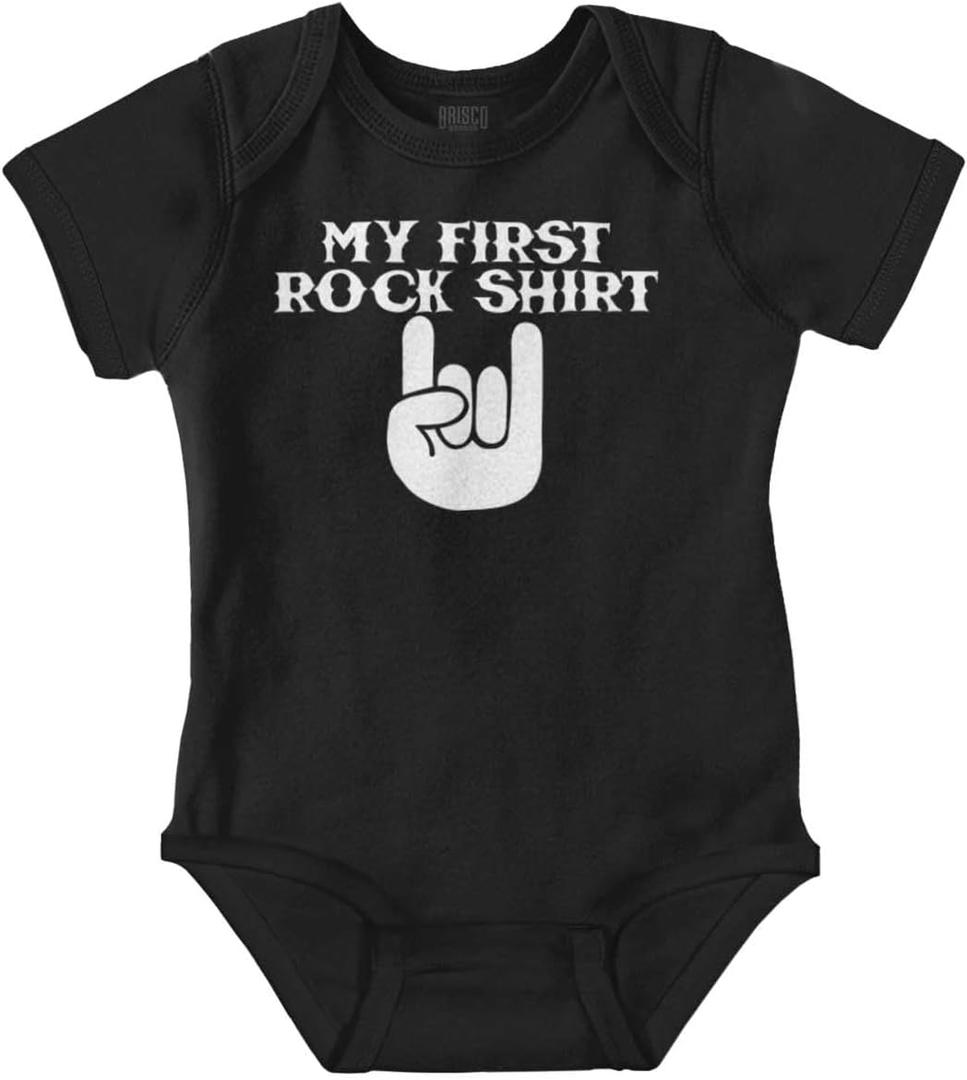 Brisco Brands My First Rock Outfit Baby Romper Boys or Girls (18 Months, Black)