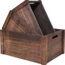 Farmhouse Antique Black Wooden Crate for storage, Rustic Decorative Boxes, Set Of 3 Nesting Wooden Storage Crates For display, Handmade Natural Solid Wood Box (Rustic Black)