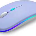 AIKOKOK Wireless Bluetooth Mouse, Rechargeable, Dual Mode Bluetooth 5.2 & 2.4G USB, LED Lights, Slim, Silent, Portable Computer Mouse for Laptop, PC, MacBook, iPad, Tablet (Purple)