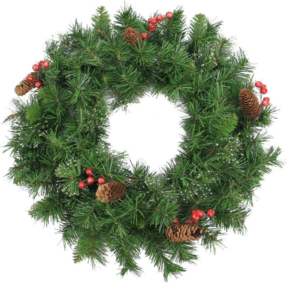Iced Mixed Pine, Berries and Pinecones Artificial Christmas Wreath - 24" - Unlit