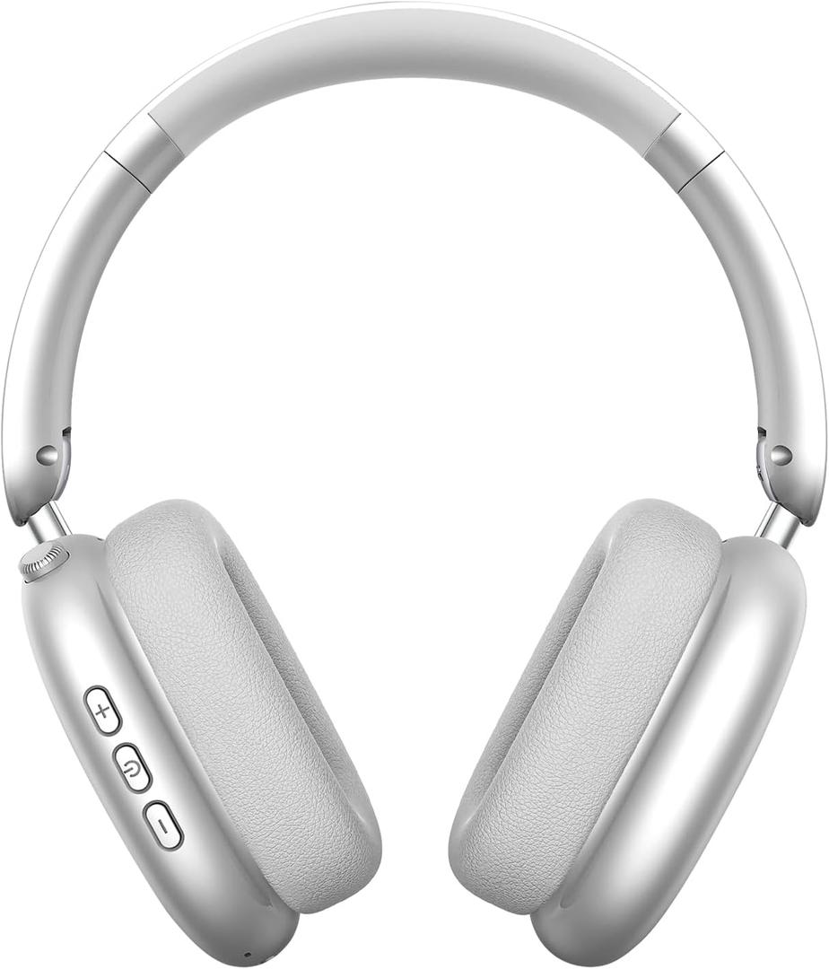Wentronic Y01 Wireless Noise Canceling Headphones Bluetooth 5.3 Over Ear Headphones with Microphone, Hi-Res Audio, 48H Playtime, Foldable Comfortable Earpads,Compatible with iOS,Android,PC, Silver