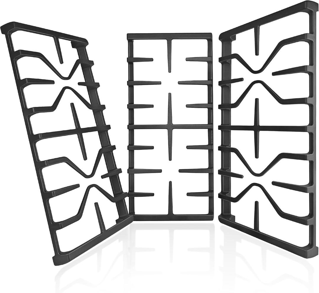 Stove Grates for GE Gas Stove Burner Grate Range Oven Rack WB31X27150 WB31X27151 Replacement Parts Cast Iron Flat Plate General Electric Cooktop 3 Pack