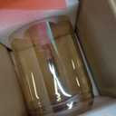 Modern Pendant Light Fixtures for Kitchen Island, Farmhouse Striped Glass Pendant Lighting with Gold Socket, Stylish Ceiling Light for Dining Room and Living Room (5.12'', Amber)