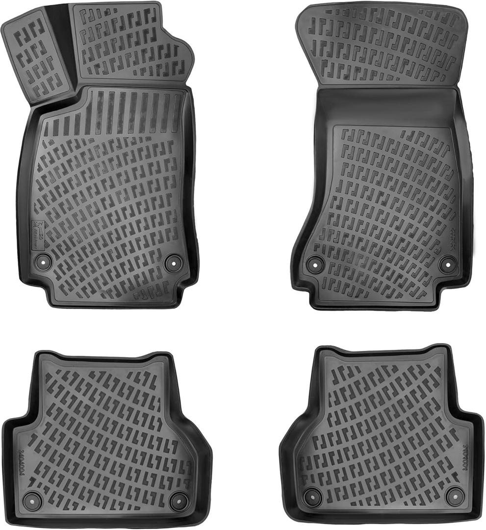Audi A5 Sportback & S5 Sportback 2018-2025 (No Coupe or Cabriolet Models) Floor Mats 3D Custom Fit Rubber Car Mats Laser Measured Floor Liners All Weather Heavy Duty TPE (Front & Rear)