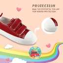 Toddler Boys and Girls Low Top Canvas Adjustable Strap Sneakers (6.5 Narrow Toddler, Red)