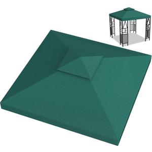 10x10ft Canopy Replacement Top, Double Tiered Pop up Gazebo Covers Replacement with 12 Velcros, Waterproof UV Protective Nylon, Outdoor Shelter for Grill, Patio, Event, Trade Show (Green)