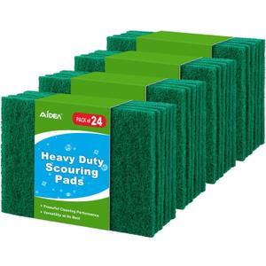AIDEA Heavy Duty Scouring Pads, Dish Scrubber Pads for Household and Kitchen, Multipurpose Scour Pads for Cleaning, 24 Pack, 5.5in*3.5in