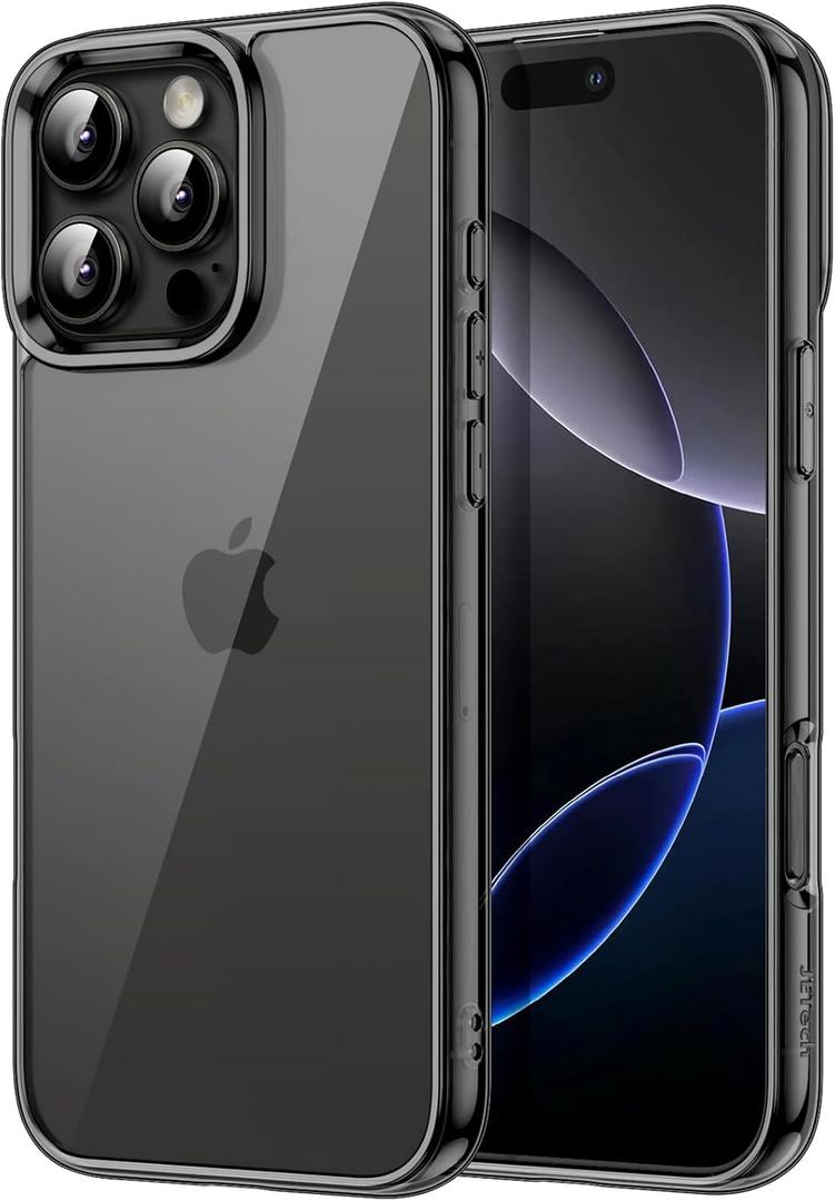 JETech Case for iPhone 16 Pro Max 6.9-Inch, Non-Yellowing Shockproof Phone Bumper Cover, Anti-Scratch Clear Back (Black)