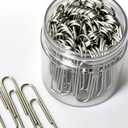 Premium Metal Paper Clips Set, Multi-Size Silver Office Supplies, 300 Count with Storage Container -Large, Medium and Small (300, Large)