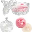 3pcs Large Body Powder Puff and Container, 2PCS Soft Washable Reusable Powder Puff and Clear Glass Powder Container, Large Dusting Powder for Women Face Body Puff