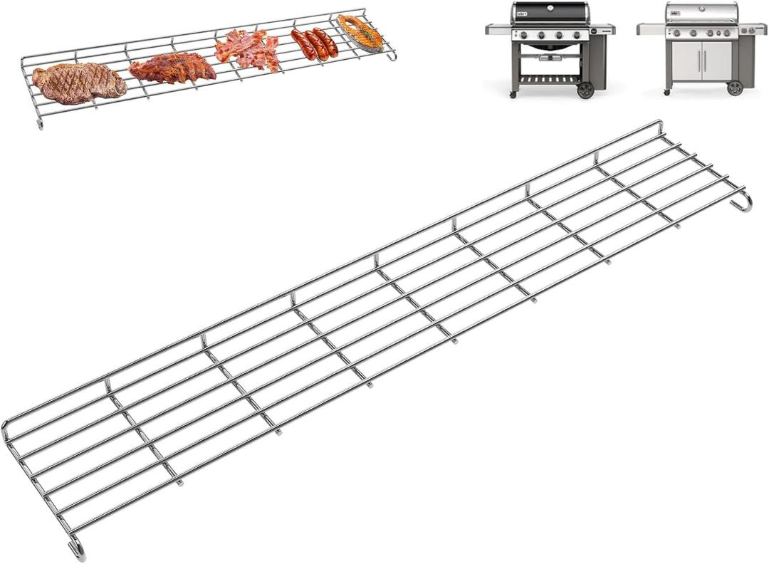 DcYourHome 66045 Warming Rack for Weber GS4 Genesis II 400 Series, Genesis II E-410 S-410 SE-410 Parts, 32 3/4 Inch Stainless Steel Warming Rack for GS4 Genesis 2 Weber 400 Grill Parts