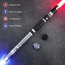 DAMIENSABER 2 Pack 4 Sound Fonts Light Sabers, RGB Heavy Dueling Light Sabers 12 Colors Changing for Adults, Volume Adjustable Metal Hilt Light Saber with Black Connector-Not APP Version