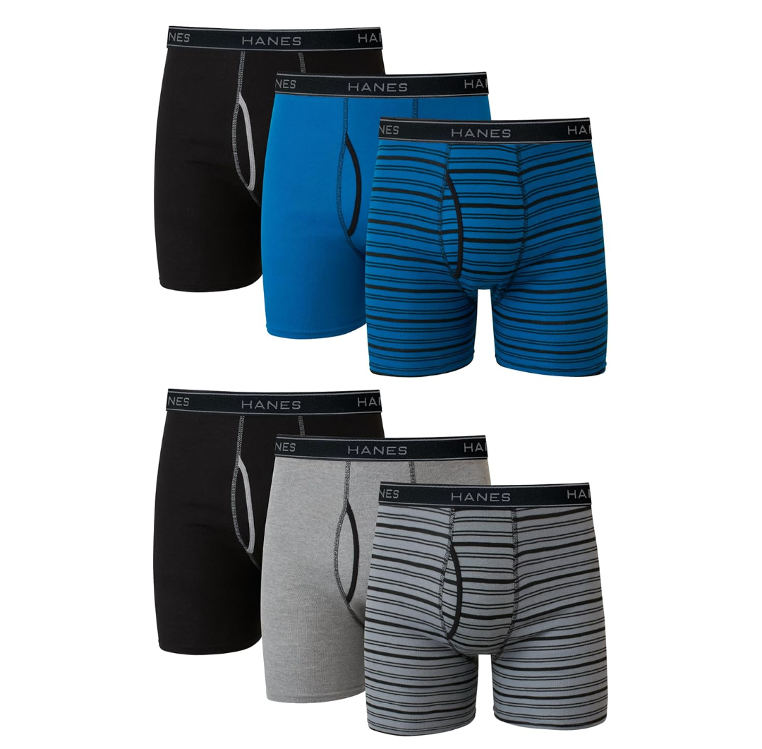 Hanes Men's Boxer Briefs, Cool Dri Moisture-Wicking Underwear, Cotton No-Ride-up for Men, Multi-Packs