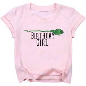 Birthday Girl Shirt Sparkly Musical Shirt Witch and Princess T Shirt Cute Graphic Short Sleeve Tops Party Tees Pink (Pink)