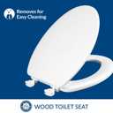 Mayfair Athens Toilet Seat, Easy Clean Hinges and Durable Wood Seat, Elongated, White