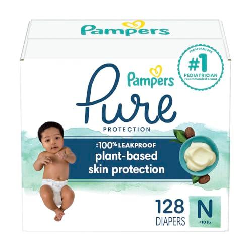 Amazon.com: Pampers Pure Protection Baby Diapers, Size 0 (10 lbs ), 128 Count, Up to 100% Leakproof, Premium Plant-based Skin Protection, Hypoallergenic Soft Diapers : Baby