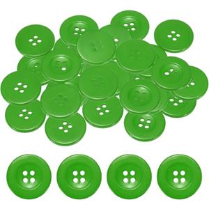 Sewing Buttons [50pcs] - 1.2 Inch/ 30mm 48L Resin Round Flat 4-Hole Craft Replacement Buttons for Coats & Sewing Clothing & DIY - [Green]