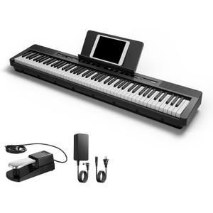 Donner DEP-16 Piano Keyboard Digital Electric 88 Key Full Size Weighted with Sustain Pedal, Power Supply (Compact)