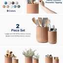LE TAUCI Utensil Holder for Kitchen Counter, 7.3"+5.4" Fluted Ceramic Utensil Crock Organizer for Countertop, Heavy Large Holder for Spatulas, Spoons, Set of 2, Dusty Coral