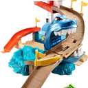 Hot Wheels Toy Car Track Set, Color Shifters Sharkport Showdown, 1:64 Scale Car with Repeat Color-Change Feature