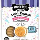 Three Dog Bakery Birthday Confetti Lickn Crunch Dog Treats, Vanilla Sandwich Cookies with Cake-Flavored Crme Filling & Sprinkles, Oven-Baked Birthday Dog Cookies for Everyday Celebrations, 13 oz (EXP 01/31/28)