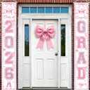 AIBIIN Pink Bow 2026 Graduation Porch Banner Coquette Class of 2026 Graduation Door Porch Signs Congrats Grad Hanging Banner for High School College Graduation Party, 71 x 12 inches
