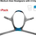 2-Pack Replacement Headgear Strap for N20 Nasal Pillow CPAP Mask, LALASTAR CPAP Headgear Compatible with N20, Adjustable Headband with Clips, Medium Size