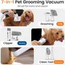 oneisall Dog Grooming Vacuum, Pet Grooming Vacuum with Clipper Nail Grinder, 1.5L Dust Cup Dog deshedding Brush with 7 Tools for Shedding Pet Hair, Home Cleaning(Blue)