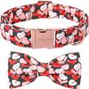 ARING PET Valentine's Day Dog Collar with Bow, Cute Black Heart Pets Detachable Bow Tie Collars for Puppy Small Medium Large Girl Boy Dogs-L