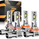 H11 9005 Led Bulb, 32000LM Super Bright Fog Lights, 6500K Cool White 9005/HB3 H11/H8/H9 Led Light Bulbs, IP67 Waterproof, 99% CANBUS Ready, Pack of 4