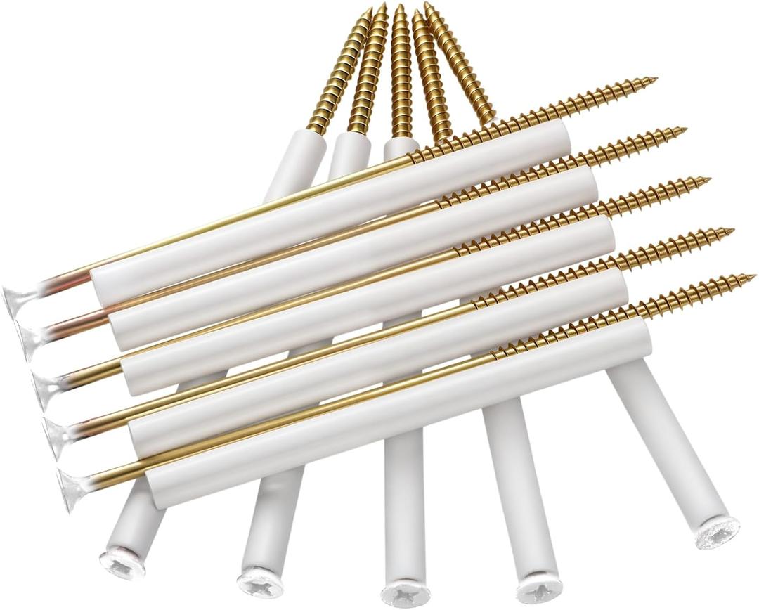 Vicenpal 10 Pcs 7'' Head Gutter Screws with 5" Plastic Ferrule Durable Gutters Nails and Spikes Easy-to-Install Secure Gutter Fasteners for Sagging Gutters and Maintenance (White)