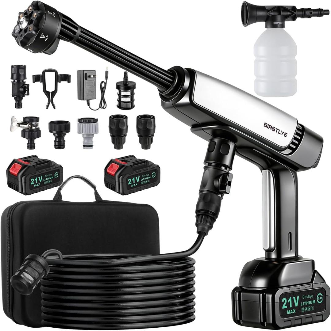Max PSI 3.0 GPM Battery with Multi-3 Level Adjustment, 6-in-1 Nozzle & Foam Cannon, 26 ft Hose for Car & Home