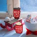 3 Pieces Christmas Tiered Tray Decor Wooden Block Signs Xmas Coffee Hot Cocoa Wood Sign Warm Winter Season Drinks Table Centerpieces Marshmallow Center Snowmen Tabletop Decorations for Holidays