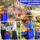Windyun 50 Pcs Reusable Tote Bag Bulk 8 x 4 x 10 Inch Non Woven Shopping Bag with Handle Christmas Reusable Grocery Gift Tote (Royal Blue)