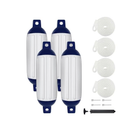 4.5/5.5/6.5/8.5/10/16 inch Boat Fenders 4 Pack,Ribbed Twin Eyes Vinyl Boat Bumpers Fenders,Boat Bumpers for Docking Come with Ropes Needles and Pump to Inflate 