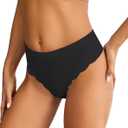 Seamless Thongs for Women Mid Rise No Show Ladies Thong 6 Pack (Black, XL)
