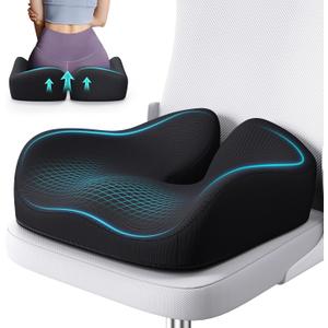 Benazcap Seat Cushion, Memory Foam Cushions for Office Chair - Ergonomic Chair Cushions for Tailbone Pain Relief, Sciatica & Back Support, Office Chair Cushion & Car Seat Cushion (Black)