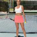Women's Tennis Skirts High Waisted Athletic Golf Skorts with Pockets Skirts for Women Casual Workout Built-in Shorts (Pink, L)