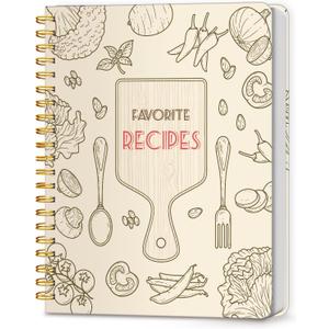 LuBudingJoy Blank Recipe Notebook to Write in Your Own Recipes, Full Page Sprial Hardcover Personal Recipe Organise, Recipe Journal Hold 140 Recipes (Wood Color) (8.5" x 11")