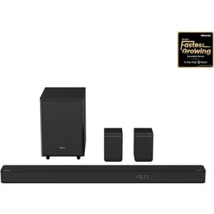 Hisense AX5125H 5.1.2Ch Sound Bar with Wireless Subwoofer, 500W, Dolby Atmos, Bluetooth 5.3, EzPlay, 4K HDMI Pass Through, Roku TV Ready, DTS:X, HDMI/AUX/ARC/Optical/USB, 7 EQ Modes