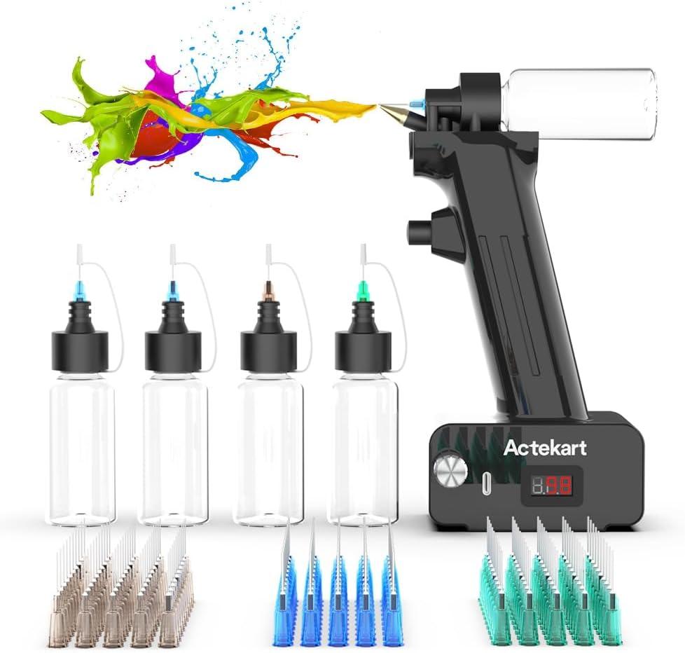 Actekart NoClean Airbrush Kit with Disposable Nozzle (50pcs x 0.2mm & 100pcs x 0.3mm & 100pcs x 0.5mm Disposable Nozzles) 30PSI Rechargeable Portable Cordless Airbrush Spray Gun