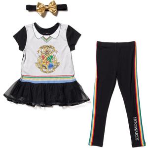 Harry Potter Gryffindor Ravenclaw Girls Cosplay T-Shirt Dress Leggings and Headband 3 Piece Outfit Set Little Kid to Big Kid