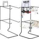 Coume 2 Pcs Jewelry Necklace Display Stand Metal Retail Counter Display Stand for Necklace Bracelets, Earrings, Ring, Keys, Watches(Black)