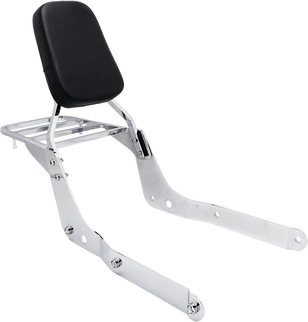 Passenger Backrest Sissy Bar With Comfortable Pad And Luggage Rack Compatible With Honda Shadow Aero 750 VT750C 2004-2022 (Chrome)