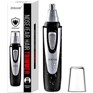 Ear and Nose Hair Trimmer Clipper - 2026 Professional Painless Eyebrow & Facial Hair Trimmer for Men Women,Battery-Operated Trimmer with IPX7 Waterproof,Dual Edge Blades for Easy Cleansing Black